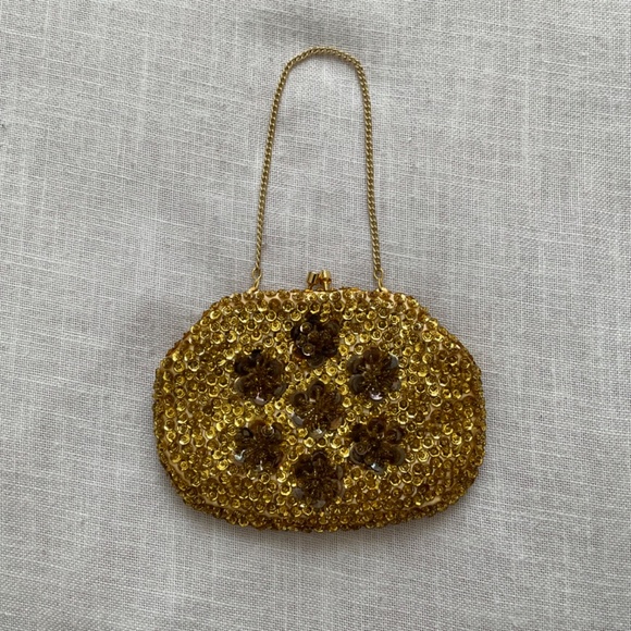 •Vintage Gold Beaded Bag Clutch Hand Made In Hong Kong - Picture 3 of 9